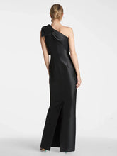 Black Party Dress One Shoulder Bow Asymmetrical Elegant Maxi Dress
